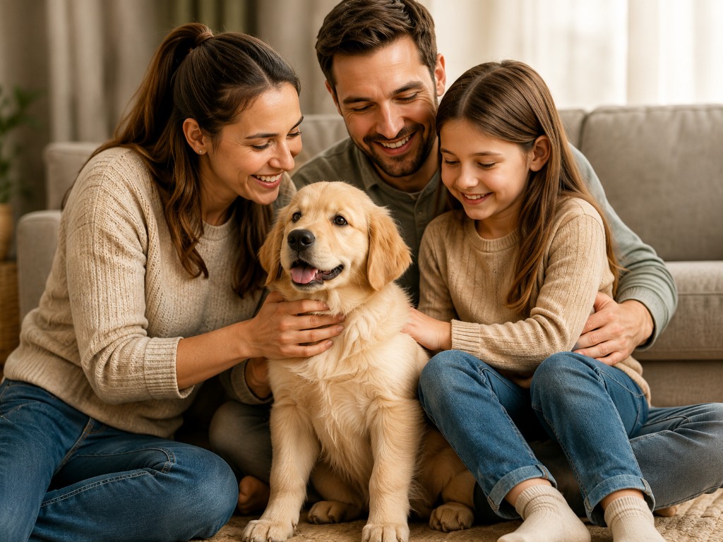 Family with puppy